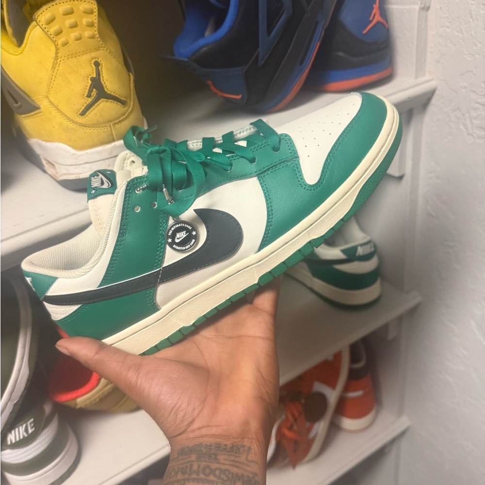 Nike Green and White Low Dunks